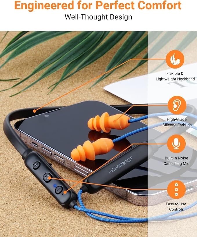 Bluetooth Work Headphones, OSHA-Compliant, 27dB NRR, 24H Playtime | Noise-Reduction Safety Earbuds | Bluetooth 5.4, 100 ft | aptX HD | Soft 3-Flange Silicone Ear Tips | Blue-Blue - Image 3