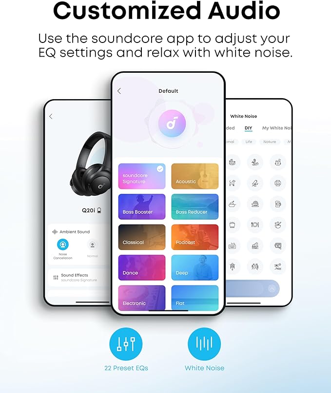 Soundcore by Anker Q20i Hybrid Active Noise Cancelling Headphones, Pink | Over-Ear, Bluetooth, 40H ANC Playtime, Hi-Res Audio, Big Bass, Transparency Mode, Customize via App, Travel, Home, Office - Image 4