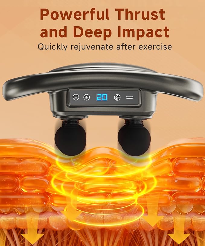 AERLANG Massage Gun Deep Tissue 6 Head Muscle Massager,Back Massager for Pain Relief,Percussion Massage Tool Handheld Messager with 9 Levels & 4 Modes Christmas Gifts White Elephant Gifts for Adults - Image 2
