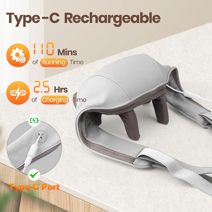 Neck Massager for Pain Relief Deep Tissue with Heat, Brushless - Image 8