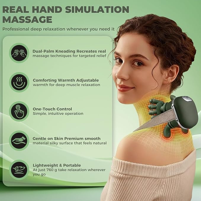 2026 4D Neck Massager with Heat, Deep Tissue Pain Relief,Shoulder Massager Neck, Back & Hand Massager, Heating Function, Deep Tissue Pain Relief, Muscle Relaxation, Ideal Gift - Image 7