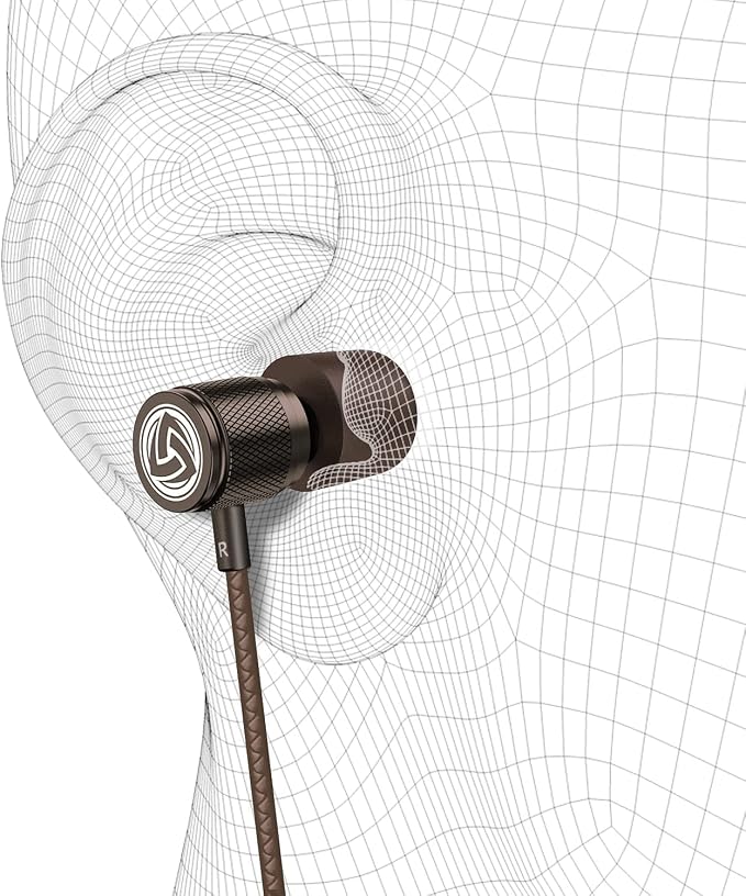 LUDOS Ultra Wired Earbuds in-Ear Headphones, 5 Years Warranty, Earphones with Microphone, Noise Isolating Ear Buds, Memory Foam for iPhone, Samsung, School Students, Kids, Women, Small Ears - Brown - Image 7