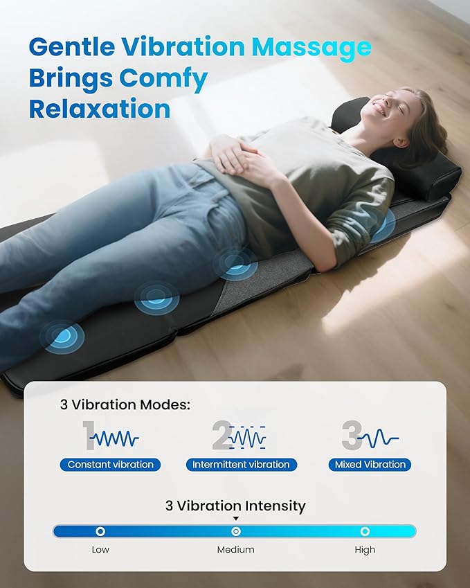 COMFIER FSA Full Body Massage Mat with Heat, HSA Eligible Shiatsu Back Massager for Pain Relief Kneading & Vibration, Graphene Heating Chair Massage Pad for Recliner Sofa Bed, Gifts for Mom Dad - Image 6