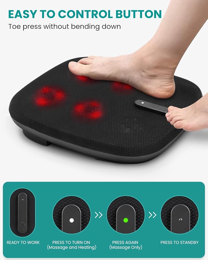 Nekteck Shiatsu Foot Massager with Heat, FSA Eligible Electric Kneading & Scraping Feet Massage Machine for Plantar Fasciitis Pain Relief, Home and Office Relax, HSA Eligible - Image 4
