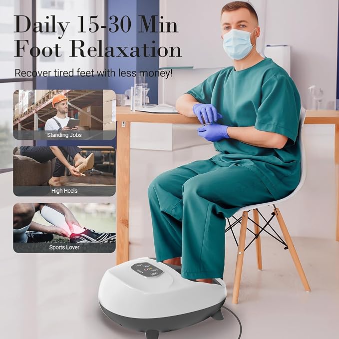 CuPiLo Foot Massager with Heat, Upgraded Full Feet Shiatsu Massage, Remote Control Multi-Level Settings Foot Massager for Neuropathy(White) - Image 5