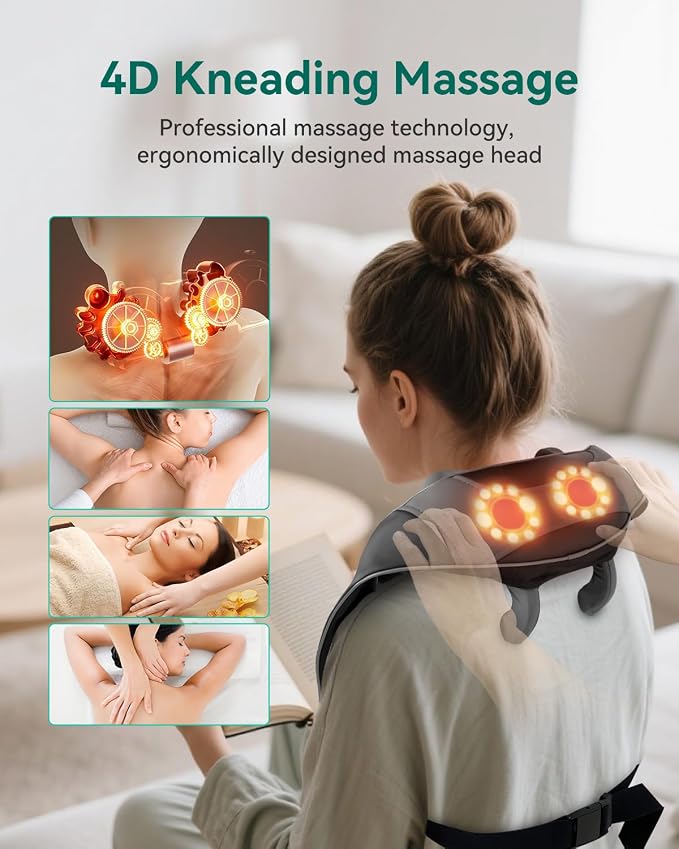 Snailax Cordless Neck Shoulder Massager with Soothing Heat, 2026 Upgraded 4D Deep Tissue Kneading, Shiatsu Massager Pillow for Neck, Traps, Back, Wearable Hand-Free Straps, Gifts for Men Women Mom Dad - Image 2