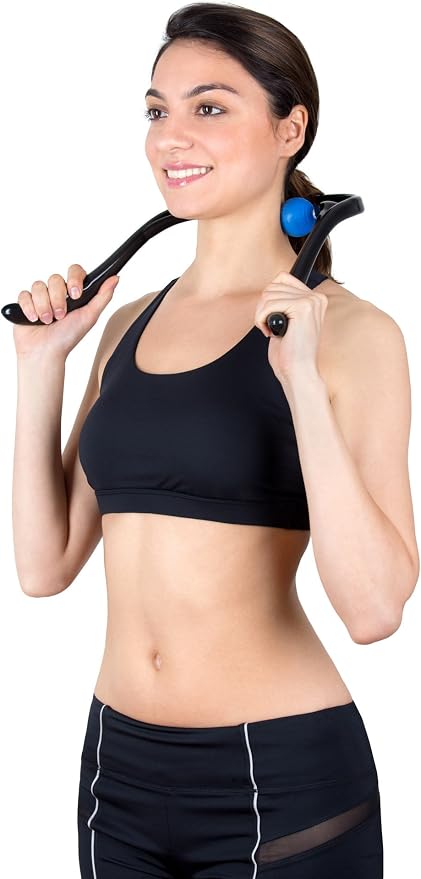 LuxFit Neck Massager, Neck and Shoulder Shiatsu Deep Tissue Trigger Point Manual Self Muscle Massage - Image 3