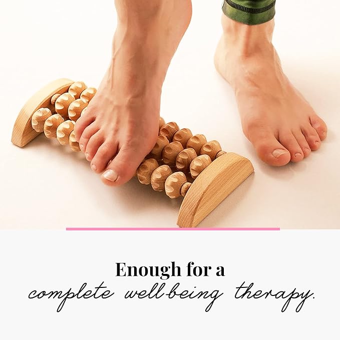 tuuli Wooden Foot Massager, Grooved Muscle Roller, Helps Ease Muscle Tension and Improve Blood Circulation, Natural Wood Therapy Massage Tools for Feet (M) - Image 6