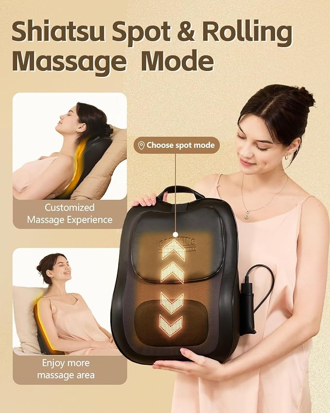 Back Massager With Heat, Pain Relief For Deep Tissue,3D Lower Back Massager - Image 2