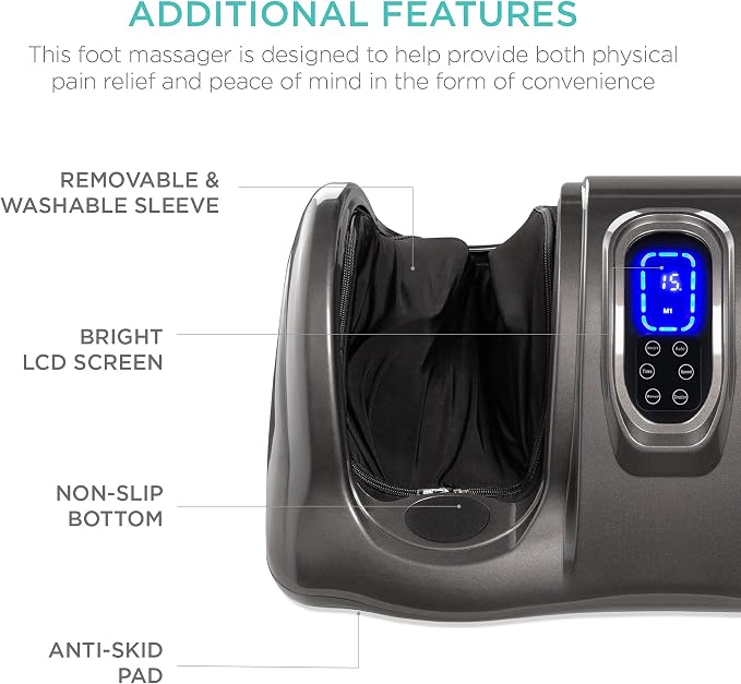 Best Choice Products Shiatsu Foot Massager for Pain Relief, Plantar Fasciitis, Neuropathy, Blood Circulation, Remote Control w/Compact Design - Gray - Image 6