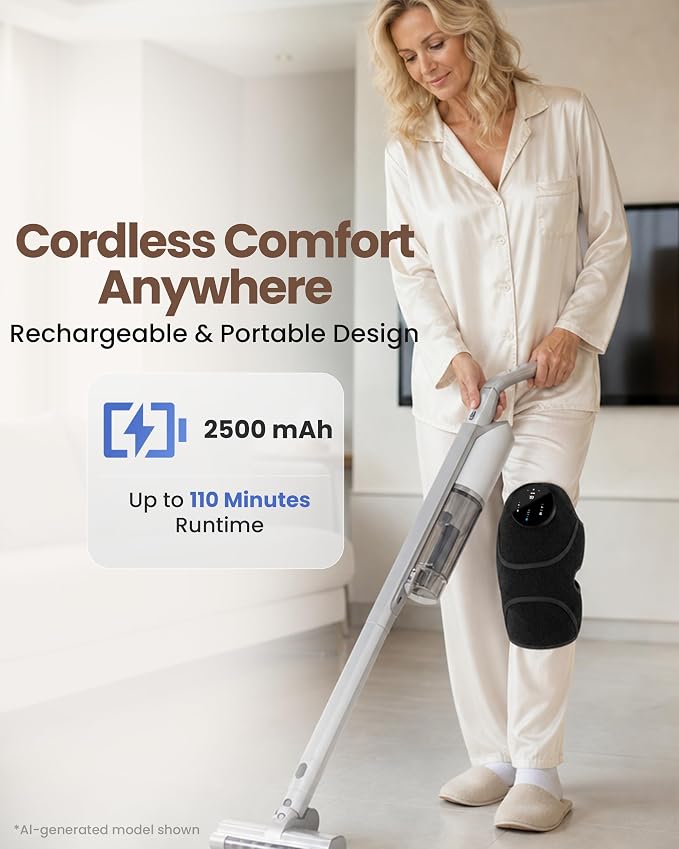 3-in-1 Cordless Knee Massager with Graphene Heat & Vibration, Rechargeable Heating Pad for Knee, Shoulder & Elbow, 4 Massage Modes & 3 Heat Levels, Helps Relieve Muscle Soreness & Joint Stiffness - Image 7