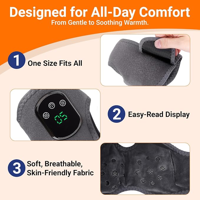 2026 Upgraded Foot Triple Method Massager - Cordless Heated Foot Massager with 5 Heat & 3 Vibration for Soreness Relief & Relaxation, Portable for Home, Office, Travel - Ideal Gift - 2-Pack Gray - Image 4