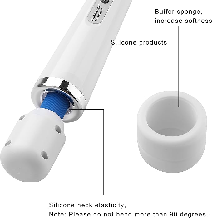 CHARMING 10 Speeds Wired Powerful Handheld Back Massager with Strong Vibration, Personal Therapy Massager for Sports Recovery, Muscle Aches, Full Body Pain (White) - Image 3