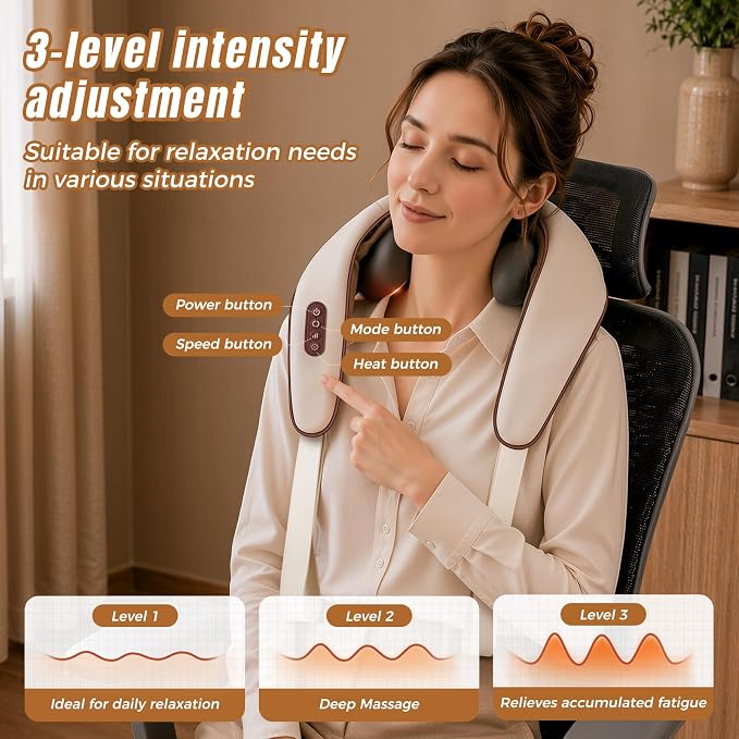 6 Nodes Cordless Neck & Shoulder Massager - Hands-Free Wearable Massage - Image 7