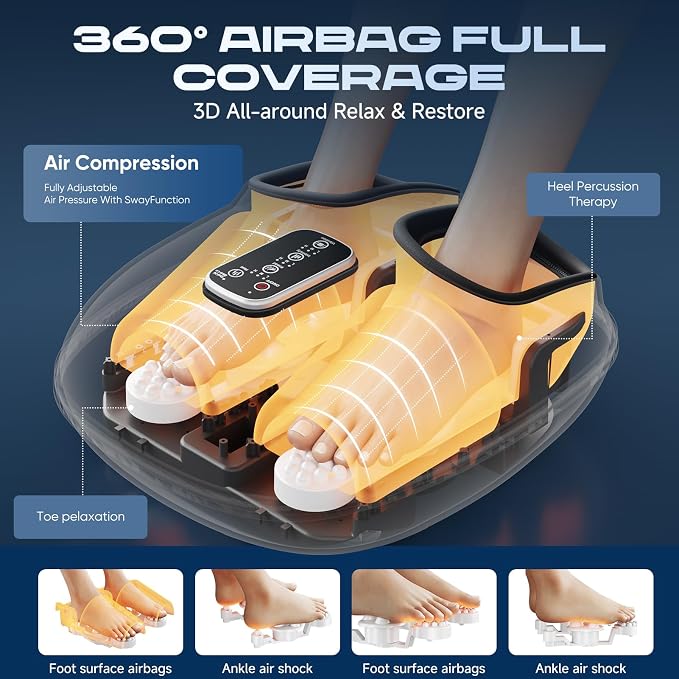 Foot Massager with Heat, Vibration & Rolling Compression - Plantar Fasciitis Relief, Neuropathy Pain Relief, Fits Size up to 13", Multiple Modes, Ideal Gifts for Men/Women - Image 6