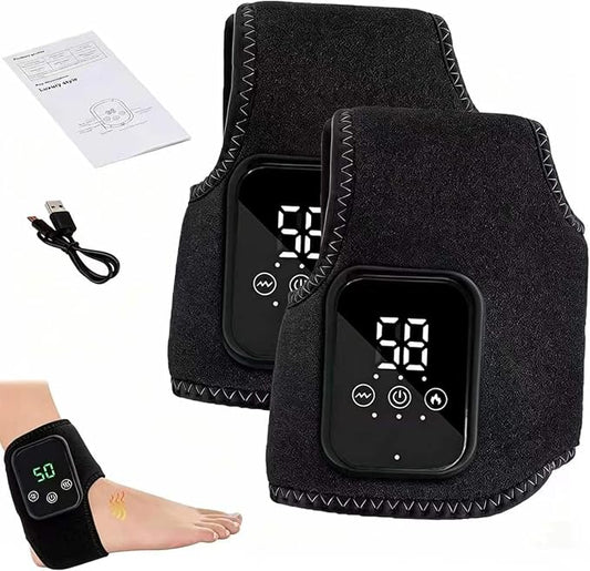2PCS Foot Renew Massager for Neuropathy, Portable Triple Method Ankle Wrap with 3 Vibration Modes, Massager for Heel, Arch & Ankle Relief(Black) by KABOER