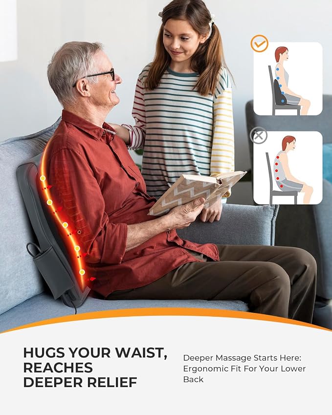 CooCoCo Lower Back Massager with Heat, 2026 Upgraded Back Massager for Pain Relief Deep Relief, 2X Larger Heating Area and Faster Heating, FSA Eligible, HSA Shiatsu Rooling Back Massage - Image 6