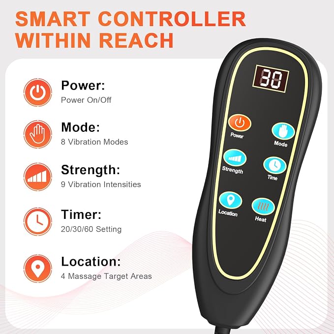 Back Massager for Chair, Massage Seat Cushion with Heat, Lumbar Traction, 8 Vibrating Motors Massager Chair Pad for Full Body Pain Relief, and Home Use - Image 4