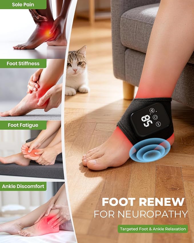 Foot Renew Triple Method Massager, 3 in 1 Cordless & Portable Foot and Ankle Massager with 3 Vibration Modes & 3 Heat Levels, for Heel, Arch, and Ankle Comfort & Relief for Home/Office/Travel (1PC) - Image 2
