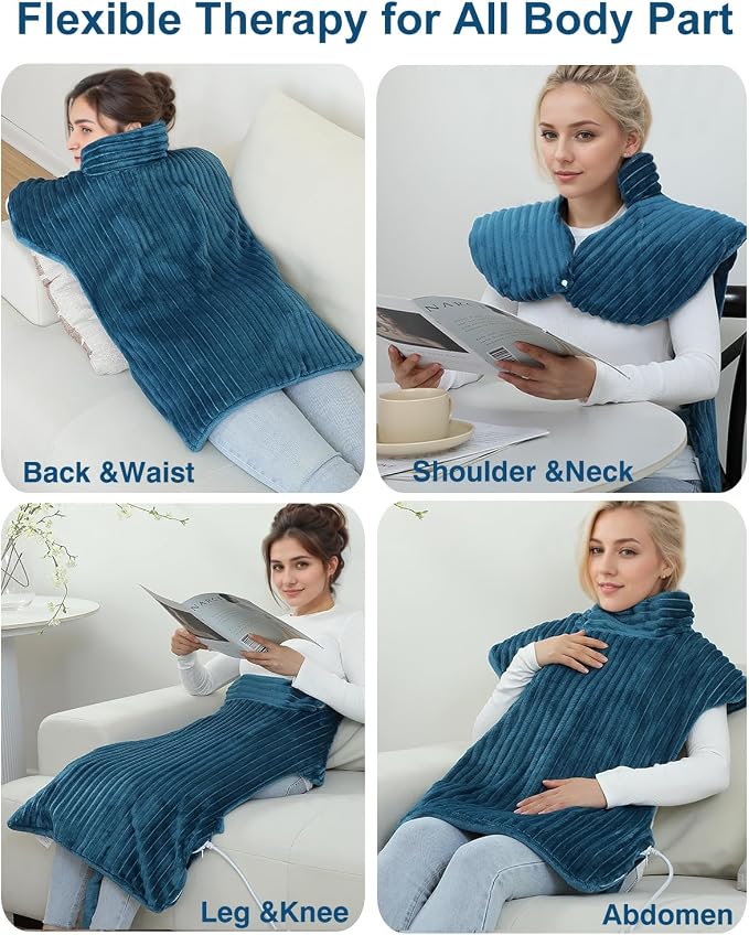 Vibrating Heating Pad for Neck and Shoulders and Back, 24"x35",Teal - Image 5