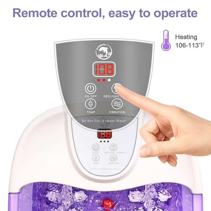 ECARBME Foot Spa Bath Massager with Heat, Foot Soaking Tub with 22 Massage Rollers, Temperature Control, Jets, Bubbles, Epsom Salt and Vibration, Foot Bath soak tub for Relaxation- Purple - Image 7