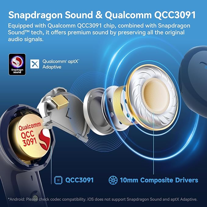 EarFun Air Pro 4 Adaptive Hybrid Noise Canceling Wireless Earbuds, 6 Mics | Qualcomm Snapdragon Sound, aptX Lossless, LDAC Hi-Res Audio, 52H Playtime, Bluetooth 5.4, In-Ear Detection, Royal Blue - Image 3