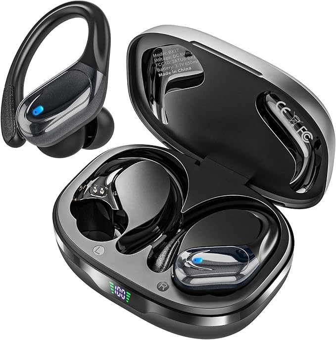 HAOYUYAN Wireless Earbuds, Sports Bluetooth Headphones, Noise Canceling Ear Buds with 80hr Playtime, LED Power Display, IPX7 Waterproof Earphones for Gym/Workout by HAOYUYAN