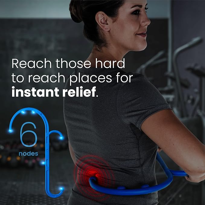 LiBa Back and Neck Massager 2-Pack Trigger Point Hook Therapy Blue - Image 3