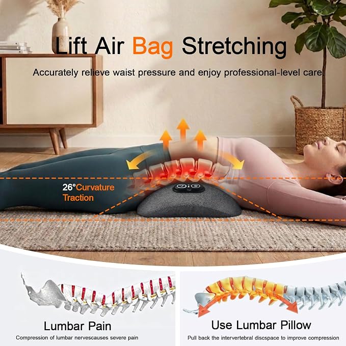 3 in 1 Upgraded Rechargeable Electric Lumbar Support Pillow with Heat & Massage Back Cushion, Ergonomic Memory Foam Lower Back Massager for Fatigue Relief, for Home, Office, Bed, Sofa, and Car Use - Image 4