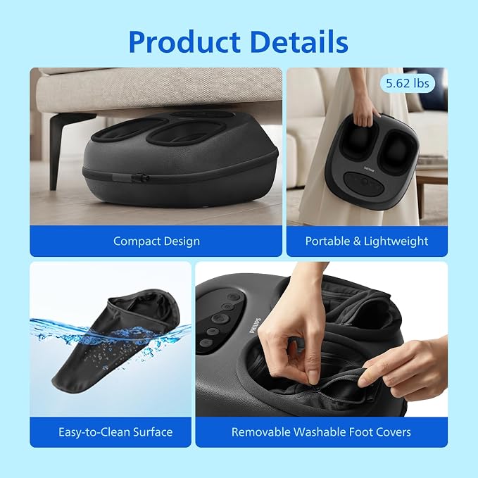 PHILIPS Foot Massager with Heat, Shiatsu Kneading & Air Compression - Image 7