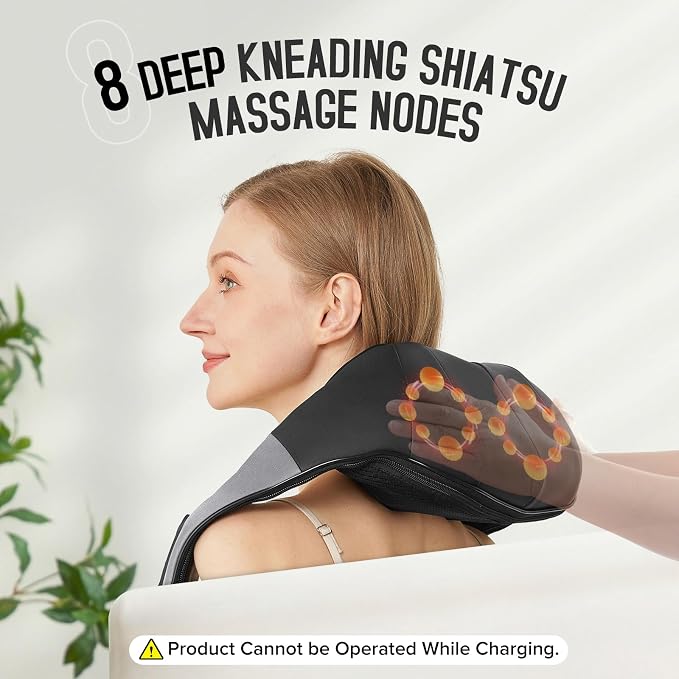 Cordless Shiatsu Neck and Shoulder Massager, Back Massager with Heat,Massage Deeper Tissue 4D Kneading Massage for Shoulder, Neck and Back, Use at Home, Office, Car - Gifts for Fathers Day Dad Gift - Image 6