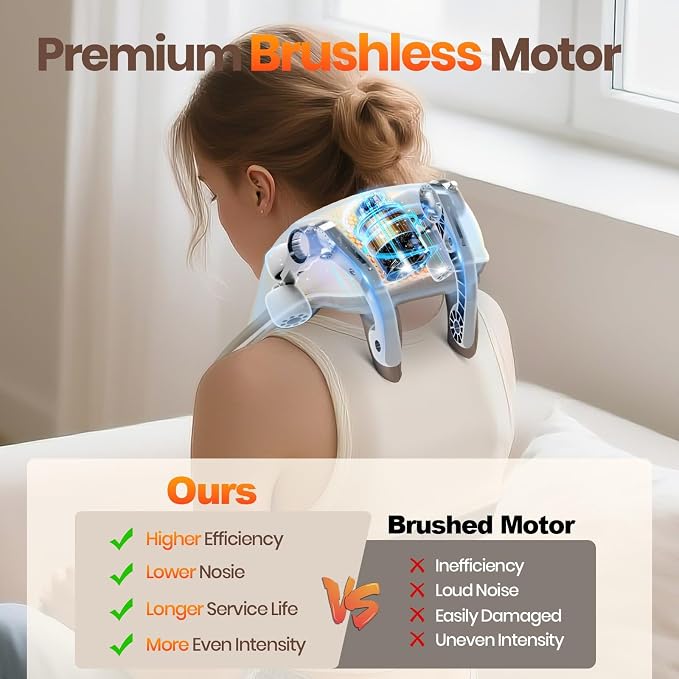 Neck Massager for Pain Relief Deep Tissue with Heat, Brushless - Image 3