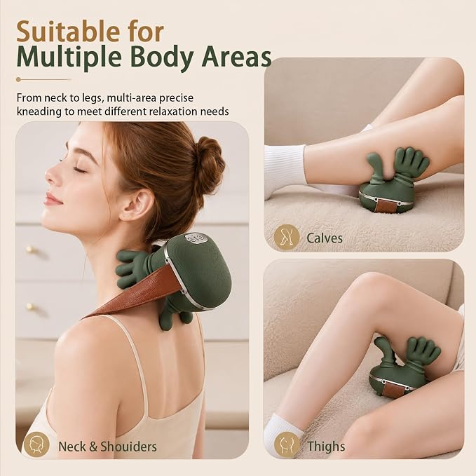 Shoulder and Neck Massager, Bionic Heated Massager with Fingers, 4D Kneading Massage, Deep Tissue and Back Pain Relief, Green - Image 5