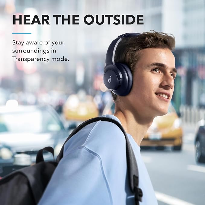 Soundcore by Anker Q20i Hybrid Active Noise Cancelling Headphones, Blue | Over-Ear, Bluetooth, 40H ANC Playtime, Hi-Res Audio, Big Bass, Transparency Mode, Customize via App, Travel, Home, Office - Image 6