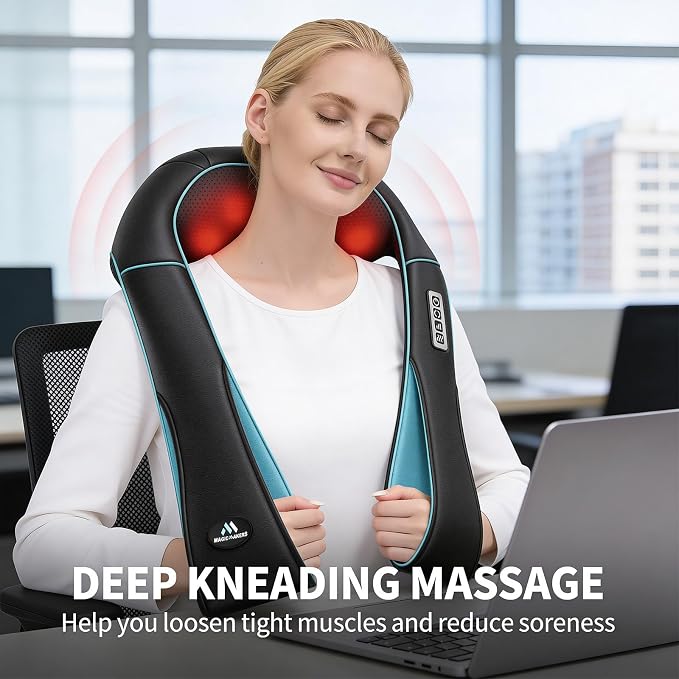 MagicMakers Shiatsu Neck Massager with Heat for Pain Relief Deep Tissue - Image 3
