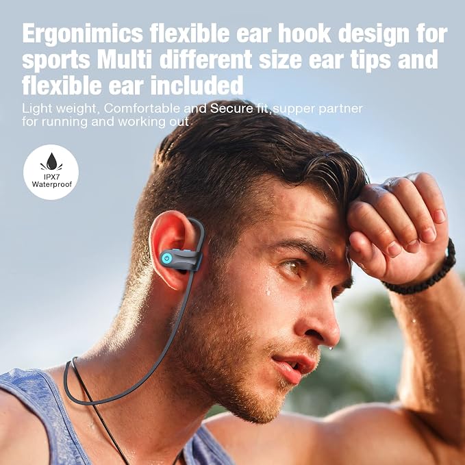 Boean Bluetooth Headphones, Bluetooth 5.3 Wireless Headphones with 16 Hours Playtime, Stereo Bass IPX7 Waterproof Over Ear Earphones AI Music Generation for Workout and Sports Running - Image 7