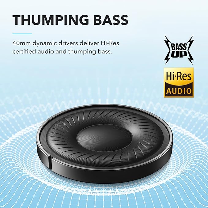 Soundcore by Anker Q20i Hybrid Active Noise Cancelling Headphones, Black | Over-Ear, Bluetooth, 40H ANC Playtime, Hi-Res Audio, Big Bass, Transparency Mode, Customize via App, Travel, Home, Office - Image 3