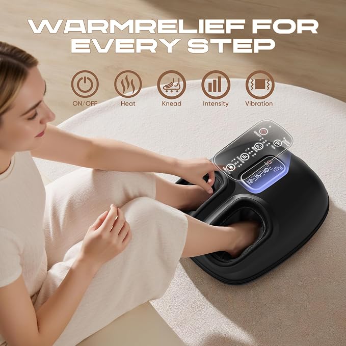 Foot Massager with Heat, Vibration & Rolling Compression - Plantar Fasciitis Relief, Neuropathy Pain Relief, Fits Size up to 13", Multiple Modes, Ideal Gifts for Men/Women - Image 2