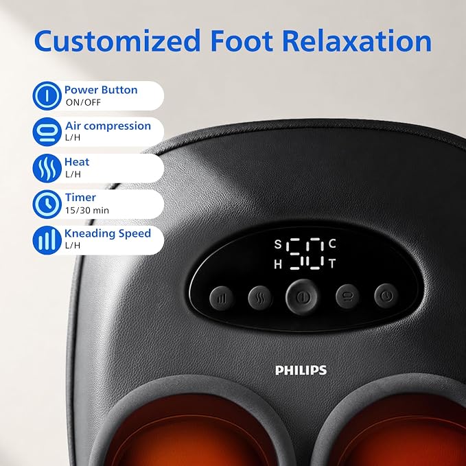 PHILIPS Foot Massager with Heat, Shiatsu Kneading & Air Compression - Image 6