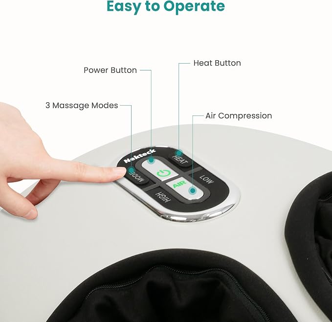 Nekteck Shiatsu Foot Massager with Heat & Air Compression Deep Kneading - Image 4