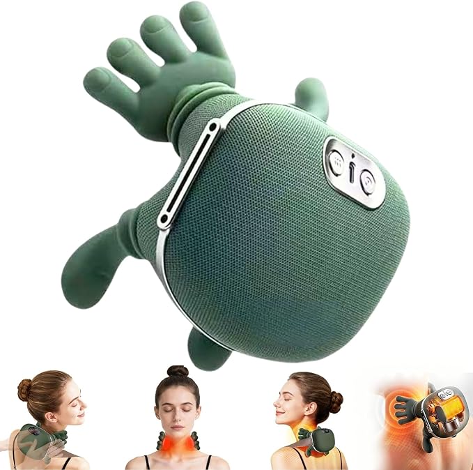 Neck Massager with Hands, Bionic Heated Shiatsu Neck & Back Massager 4D Wireless Portable Deep Tissue Electric Massage & Human Hand Simulation Heat Function for Neck Shoulder & Back Relaxation (Green) by Unknown