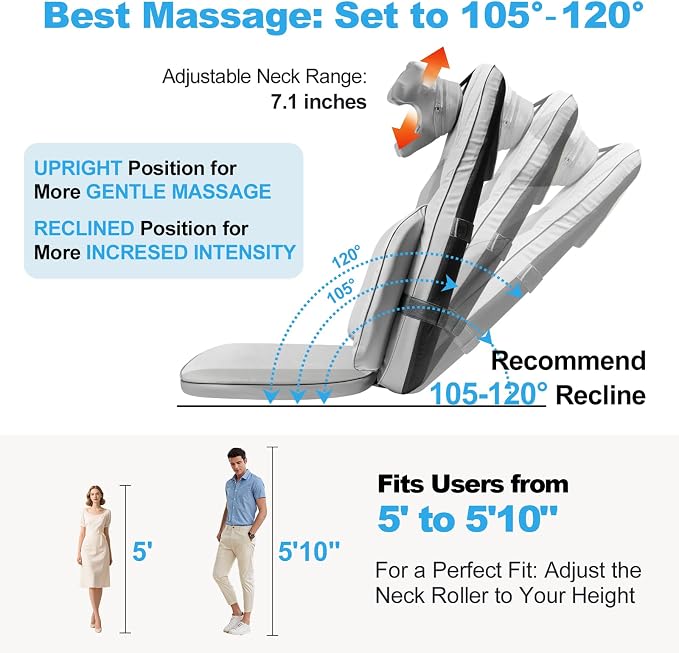 Back Massager for Chair with Dual Neck Modules and Heat, Grey - Image 5