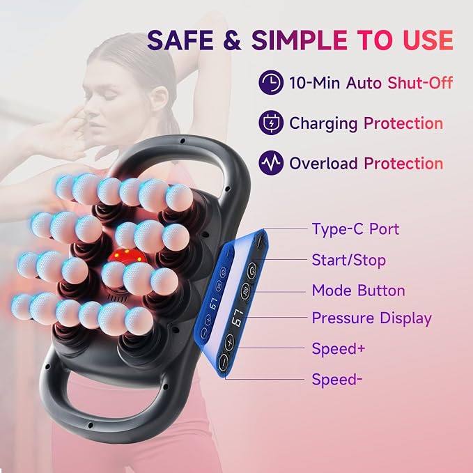 24-Heads Massage Gun Set for Full-Body Recovery, Deep Tissue Percussion Muscle Massager with 9 Modes, Quiet High-Power Back Massager for Gym, Office & Home, - Image 3