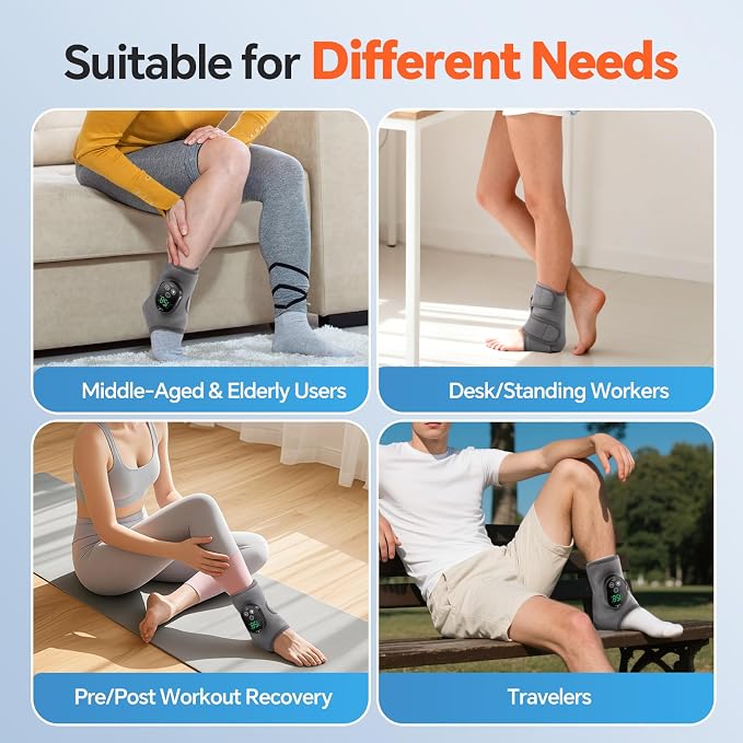 2PCS Cordless Foot Massager for Neuropathy, Foot and Ankle Massager for Pain Relief, 3000mAh Rechargeable Ankle Heating Pad with Massage for Circulation, Gray - Image 3