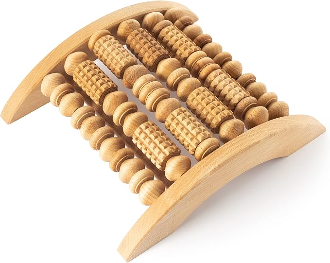Tuuli Accessories - Wooden Foot Massager, Grooved Muscle Roller, Helps Ease Muscle Tension and Improve Blood Circulation, Natural Wood Therapy Massage Tools, 29 x 24.5 cm by Itsallaboutwood