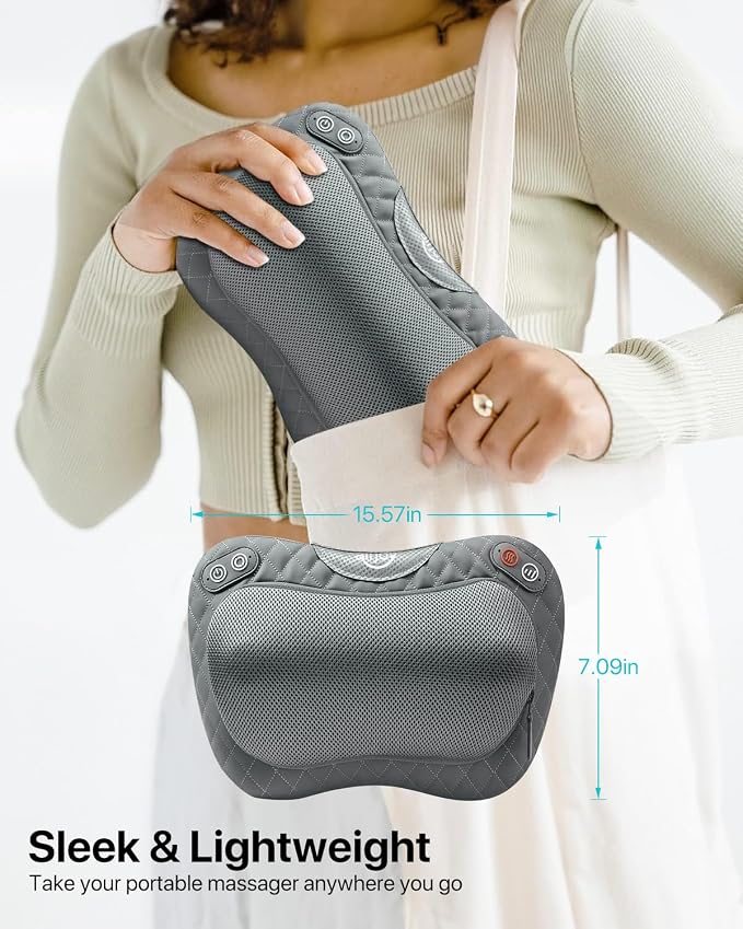 ALLJOY Cordless Shiatsu Neck and Back Massager with Soothing Heat,3D Kneading Massage Pillow for Muscle Pain Relief, Use Unplugged,Detachable Cover,Gifts for Women Men Mom Dad - Image 6