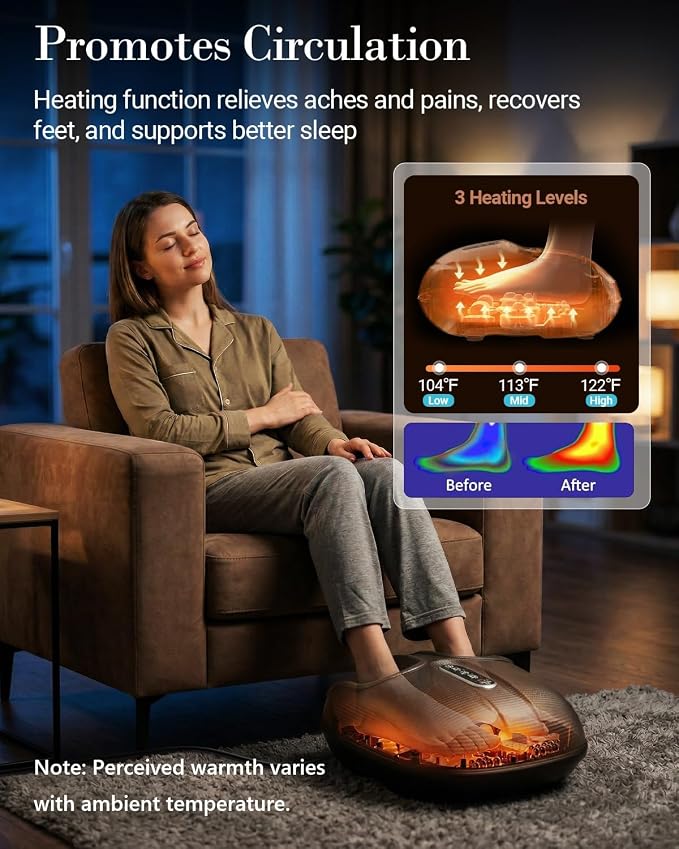 CuPiLo Foot Massager FSA Eligible HSA, Shiatsu Foot Massager for Plantar Fasciitis with Heat & Remote Control, 5 Compression Levels & Kneading Massage for Tired Feet, Seniors, Officer, Dad Gifts - Image 5