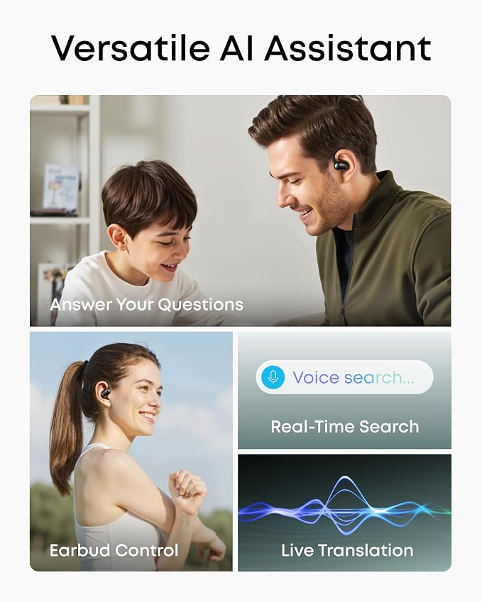 Soundcore AeroFit 2 by Anker Open Ear Earbuds, AI Assistant Earbuds | AI Assistant, Real-Time Translation, 4 Adjustable Positions, 42H Playtime, Rich Bass, Hi-Res, IP55, AI Clear Calls - Image 4