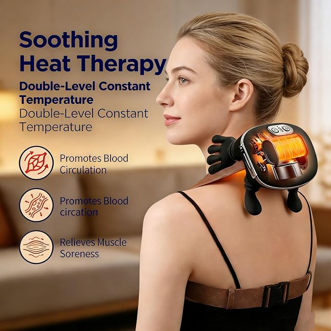 4D Bionic Neck and Shoulder Massager with Heat, Wireless Shiatsu Deep Tissue Kneading with Real Human Fingers Massage, Travel Massager for Muscle Tension Pain Relief, Gifts for Men Women Car Office - Image 3