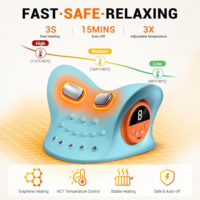 Cordless Neck Massager with Heat for Pain Relief Deep Tissue - Image 3